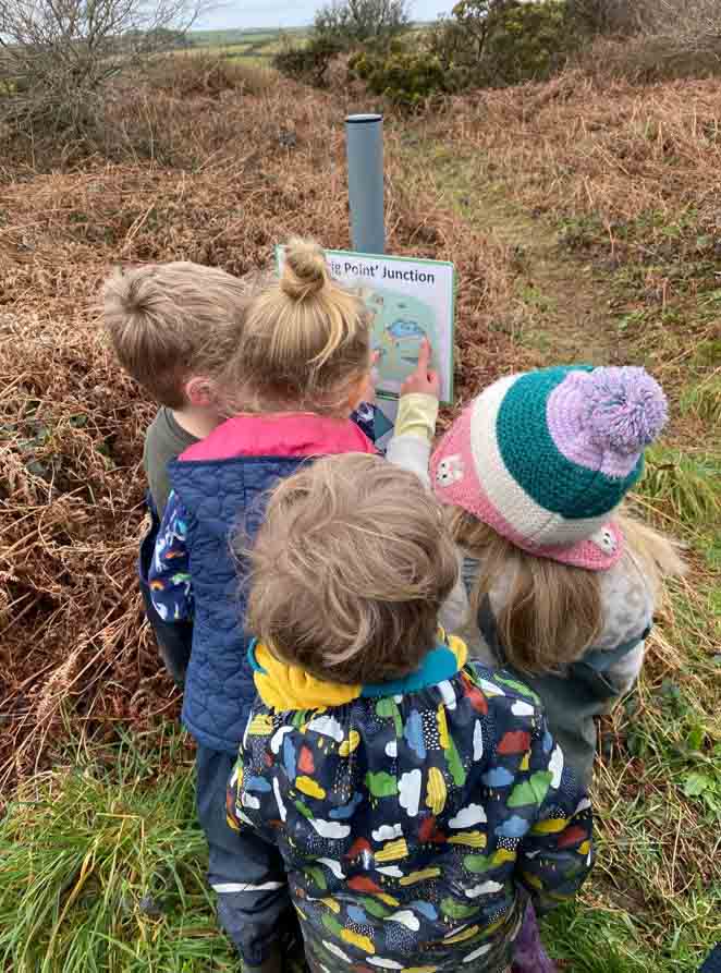 Kids exploring nature trails at Via Ferrata Cornwall