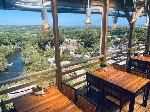 Cafe overlooking the quarry at Via Ferrata Cornwall